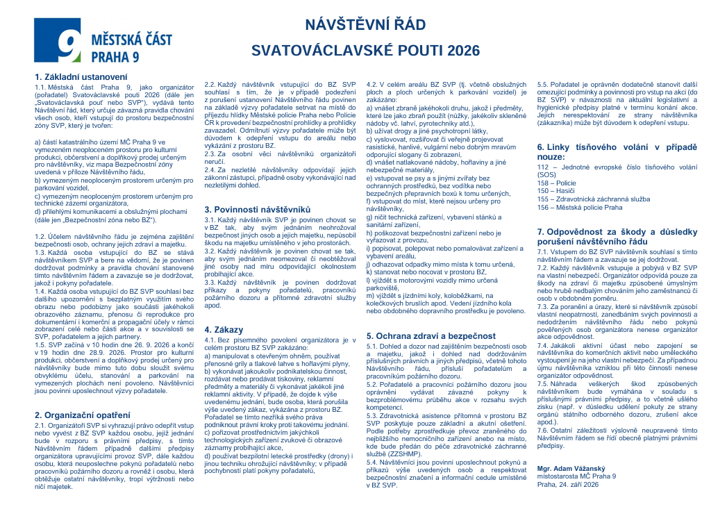 návštěvní řád 2026