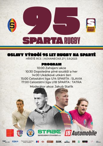 Rugby slaví 95 let na Spartě 95 let férového sportu na Spartě - nenech si ujít svátek rugby
